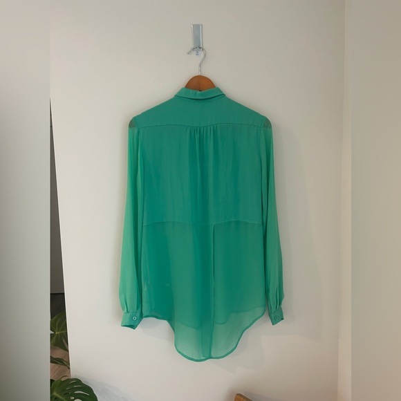 FREE PEOPLE ~ Emerald Green Button Down Blouse ~ size XS - Picture 5 of 7